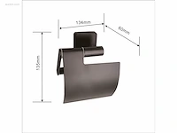 1x toilet accessoire set - 2-delig - mat zwart - afbeelding 4 van  5