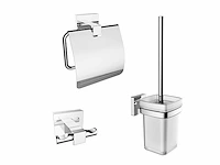 1x toilet accessoire set - 3-delig - chroom