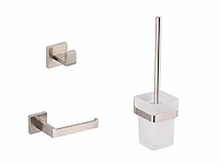 1x toilet accessoire set - 3-delig - geborsteld...