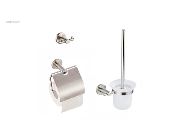 1x toilet accessoire set - 3-delig - geborsteld... - afbeelding 1 van  5