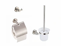 1x toilet accessoire set - 3-delig - geborsteld...