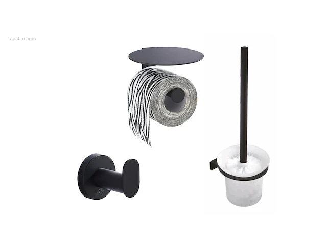 1x toilet accessoire set - 3-delig - mat zwart - afbeelding 1 van  4