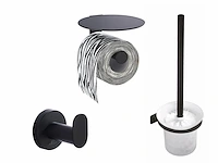 1x toilet accessoire set - 3-delig - mat zwart
