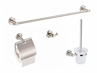 1x toilet accessoire set - 4-delig - geborsteld...