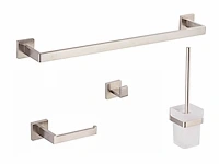 1x toilet accessoire set - 4-delig - geborsteld...