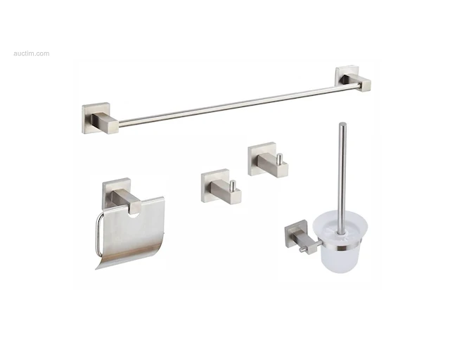 1x toilet accessoire set - 5-delig - geborsteld... - afbeelding 1 van  5