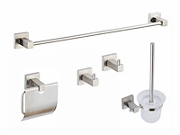 1x toilet accessoire set - 5-delig - geborsteld...