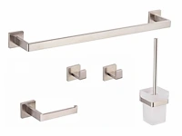 1x toilet accessoire set - 5-delig - geborsteld...