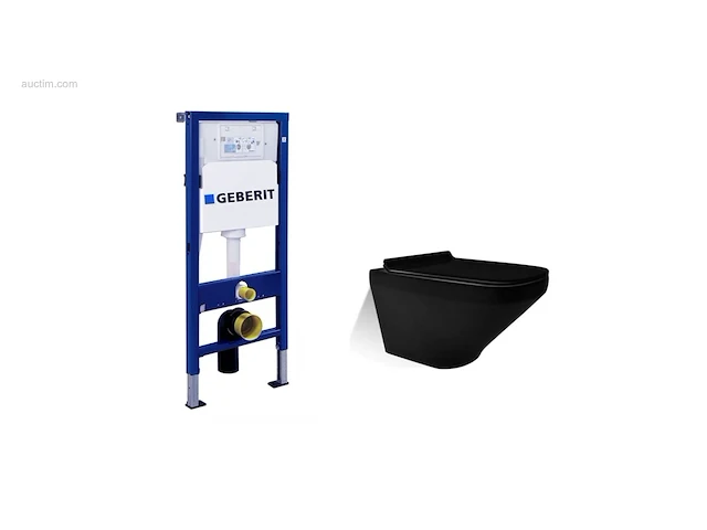 1x toilet + geberit inbouwreservoir - mat zwart... - afbeelding 1 van  7