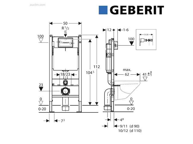 1x toiletset - geberit inbouwreservoir - wit -... - afbeelding 5 van  13