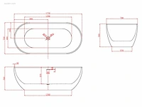1x vrijstaand bad - hoogglans wit - 172x79x58cm... - afbeelding 4 van  4