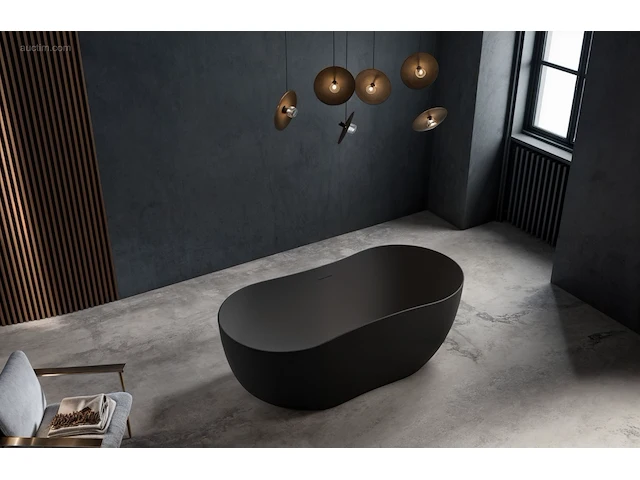 1x vrijstaand bad - mat zwart - 170x80x58cm -... - afbeelding 2 van  3