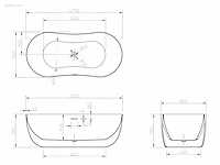 1x vrijstaand bad - mat zwart - 170x80x58cm -... - afbeelding 3 van  3