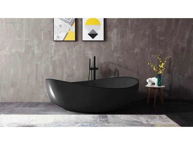 1x vrijstaand bad - mat zwart - 180x110x62cm -... - afbeelding 1 van  4