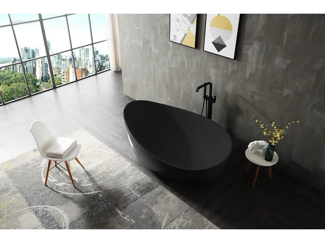 1x vrijstaand bad - mat zwart - 180x110x62cm -... - afbeelding 2 van  4