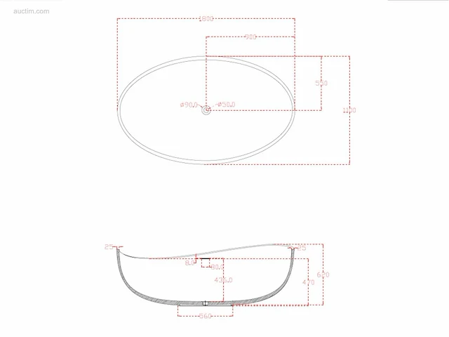1x vrijstaand bad - mat zwart - 180x110x62cm -... - afbeelding 4 van  4