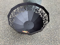 1x vuurkorf en 1x blikken emmer met deksel esschert design, zwart/grijs - afbeelding 2 van  4