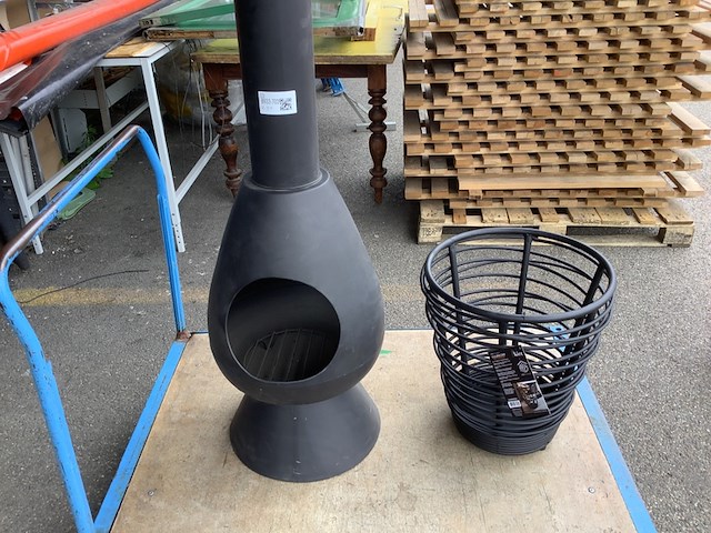1x vuurkorf en 1x tuinhaard esschert design, zwart - afbeelding 1 van  5