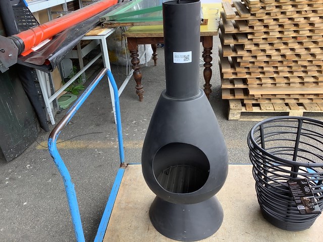 1x vuurkorf en 1x tuinhaard esschert design, zwart - afbeelding 4 van  5