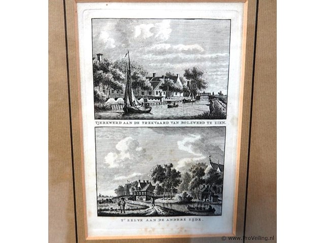 2 antieke drukken tjerkwerd aan de trekvaart nabij bolsward in friesland - afbeelding 2 van  5