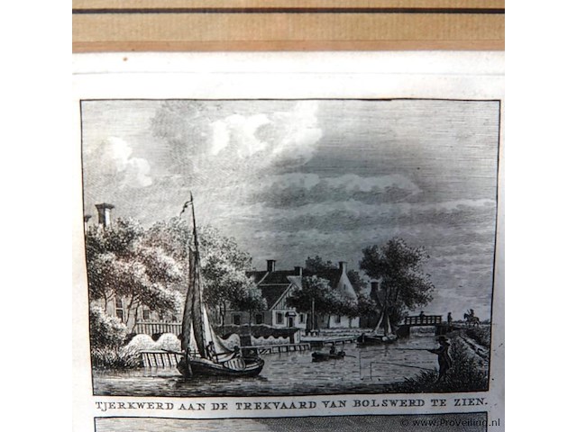 2 antieke drukken tjerkwerd aan de trekvaart nabij bolsward in friesland - afbeelding 3 van  5