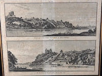 2 antieke etsen gezigt op voorzijde 't klooster alavante in maastricht en achterzijde - afbeelding 2 van  5