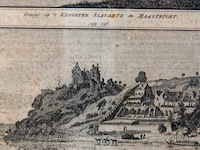 2 antieke etsen gezigt op voorzijde 't klooster alavante in maastricht en achterzijde - afbeelding 4 van  5