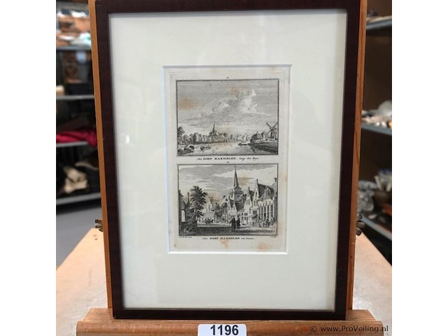 2 antieke gravures dorp harmelen - afbeelding 1 van  5