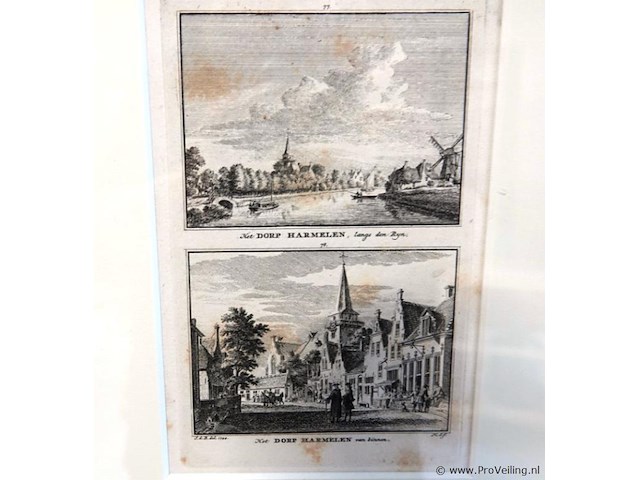 2 antieke gravures dorp harmelen - afbeelding 2 van  5