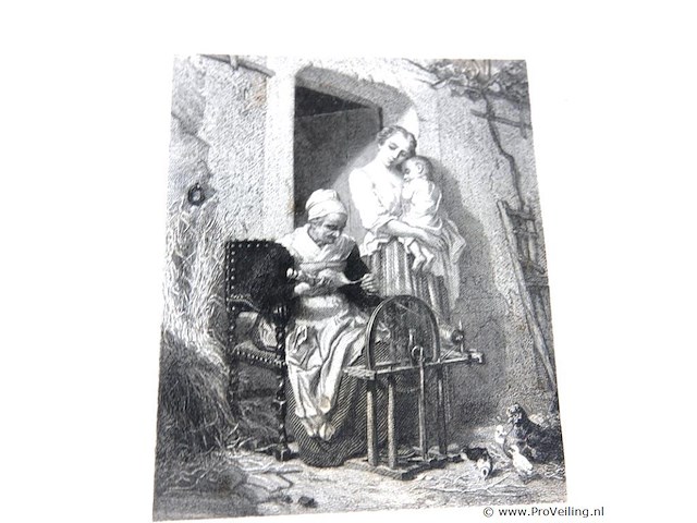 2 antieke gravures in passe-partout - afbeelding 3 van  5