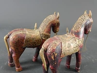 2 antieke met koper belegde indiase marwari paarden - afbeelding 4 van  8