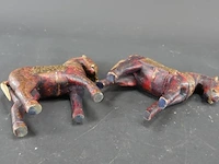 2 antieke met koper belegde indiase marwari paarden - afbeelding 5 van  8