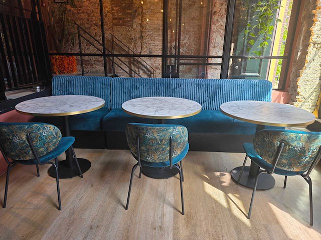 2 delige ribfluweel bankenset met 3 x tafel en 3 x stoel - afbeelding 1 van  4