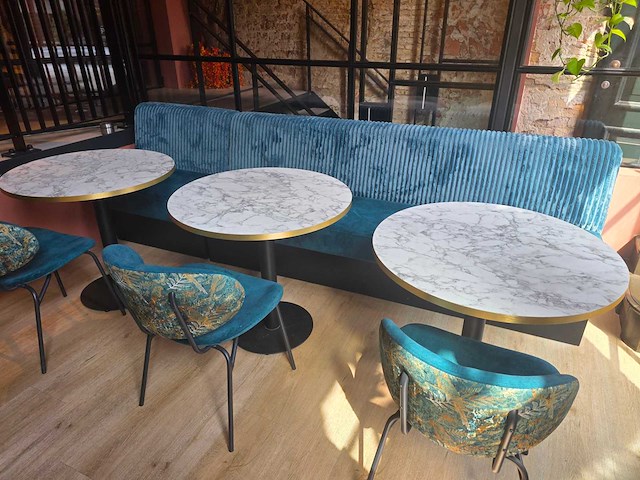 2 delige ribfluweel bankenset met 3 x tafel en 3 x stoel - afbeelding 2 van  4