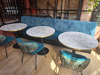 2 delige ribfluweel bankenset met 3 x tafel en 3 x stoel - afbeelding 2 van  4