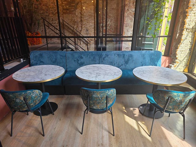 2 delige ribfluweel bankenset met 3 x tafel en 3 x stoel - afbeelding 4 van  4