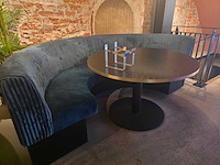 2 delige ribfluweel restaurant bankenset met ronde tafel - afbeelding 2 van  5
