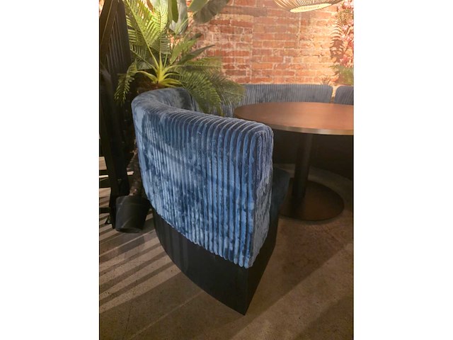 2 delige ribfluweel restaurant bankenset met ronde tafel - afbeelding 3 van  5