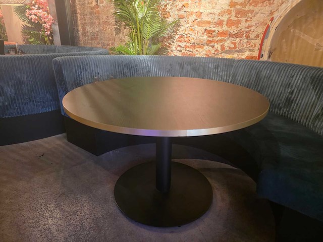 2 delige ribfluweel restaurant bankenset met ronde tafel - afbeelding 5 van  5