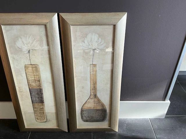 2-delige set ingelijste kunstprints – vaas met witte bloem - afbeelding 5 van  6
