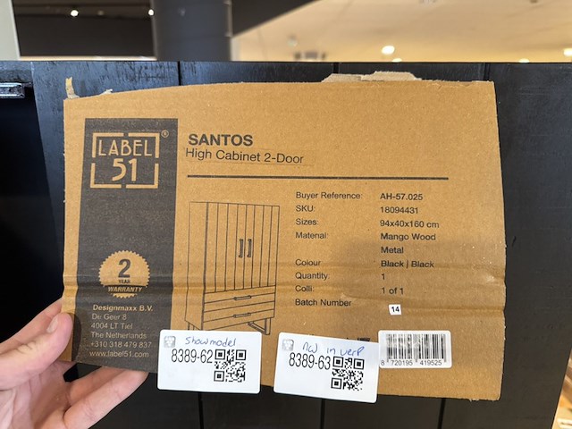 2-deurs kast, label51, santos, zwart - afbeelding 7 van  7