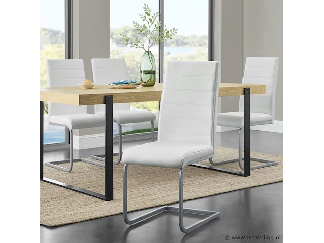 2 eetkamerstoelen / stoel - vegas - kunstleer - wit - afbeelding 3 van  10