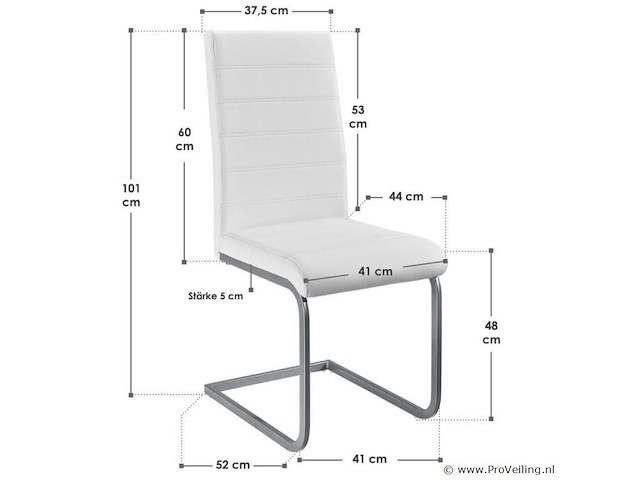 2 eetkamerstoelen / stoel - vegas - kunstleer - wit - afbeelding 2 van  10