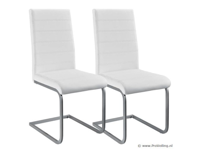 2 eetkamerstoelen / stoel - vegas - kunstleer - wit - afbeelding 1 van  10