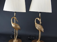 2 goud vergulde kraanvogels koper als lampvoet met kappen - afbeelding 5 van  5