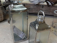 2 grote verchroomde windlichten - afbeelding 2 van  5