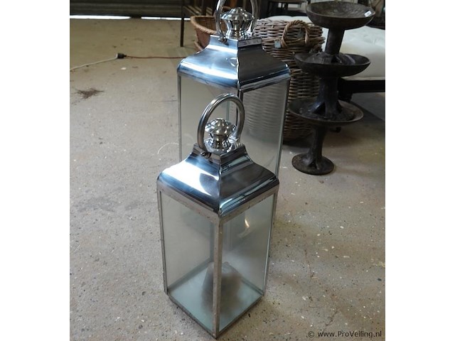 2 grote verchroomde windlichten - afbeelding 4 van  5