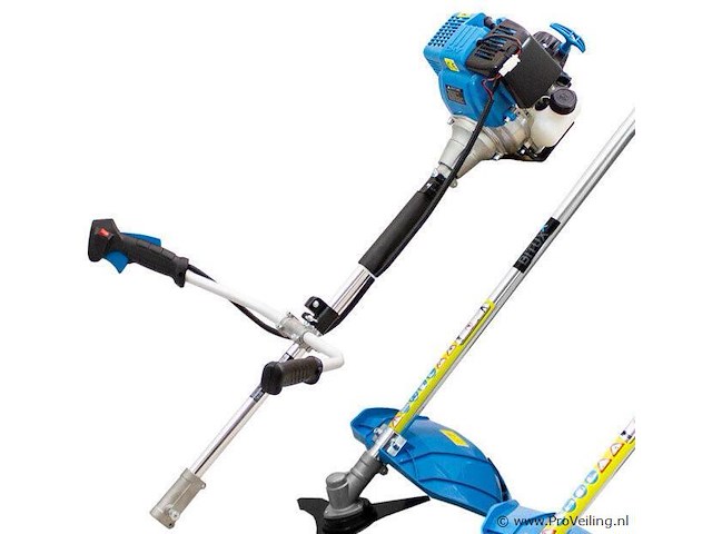 2-in-1 benzine bosmaaierset / grastrimmer / trimmer met draadkop - 31 cm - 4-takt - blauw - afbeelding 1 van  12