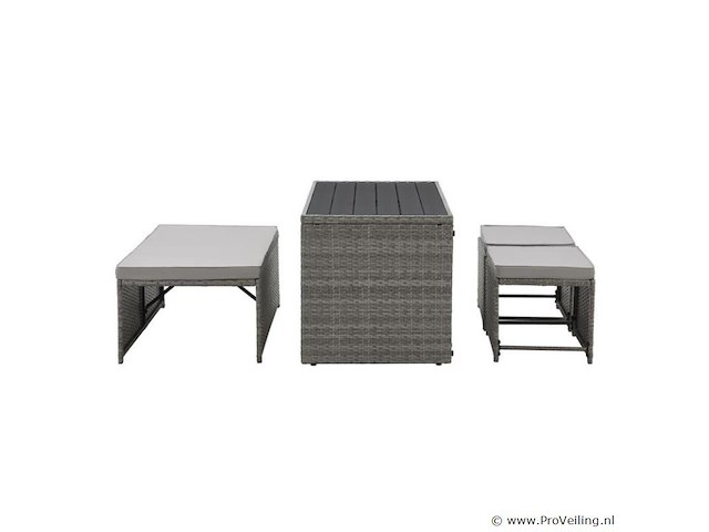 2 in 1 polyrotan loungeset jamaika - grijs - afbeelding 2 van  16