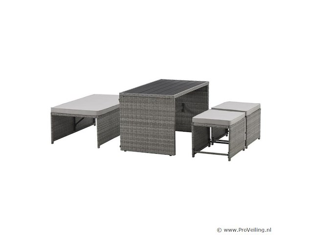 2 in 1 polyrotan loungeset jamaika - grijs - afbeelding 16 van  16